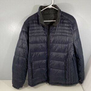 Johnston & Murphy Jacket‎ Mens XL Navy Gray Reversible Goose Down Puffer READ